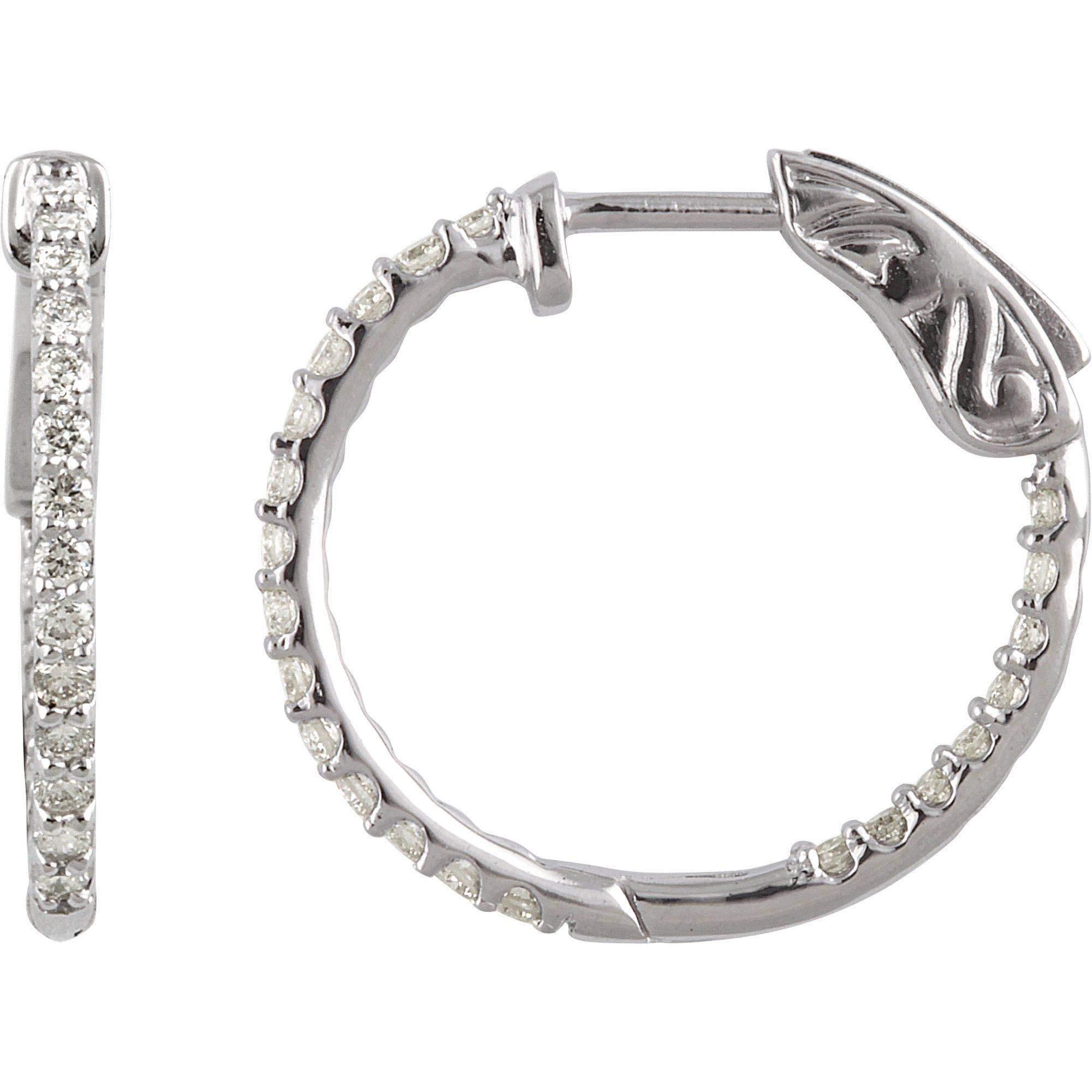Sterling Silver Cubic Zirconia Inside-Outside 19mm Hoop Earrings - Timeless Elegance for Women - Perfect for Everyday Wear, Parties & Special Occasions