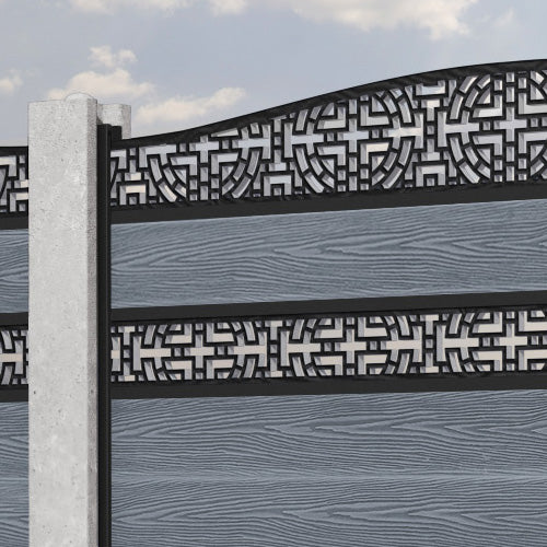Classic Kumo Curved Top Split Screen Fence Panel - Anthracite Grey - Fits Existing Concrete Posts - Perfect for Backyard Privacy & Garden Decoration