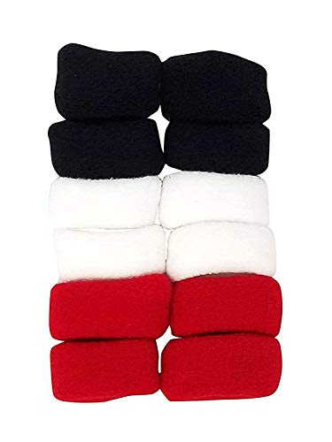 Shivarth 12-Pack Thick Rubber Hair Bands for Women - Black, Red, White Cotton Wool Ponytail Holders - Perfect for Workouts, Office & Everyday Hairstyles