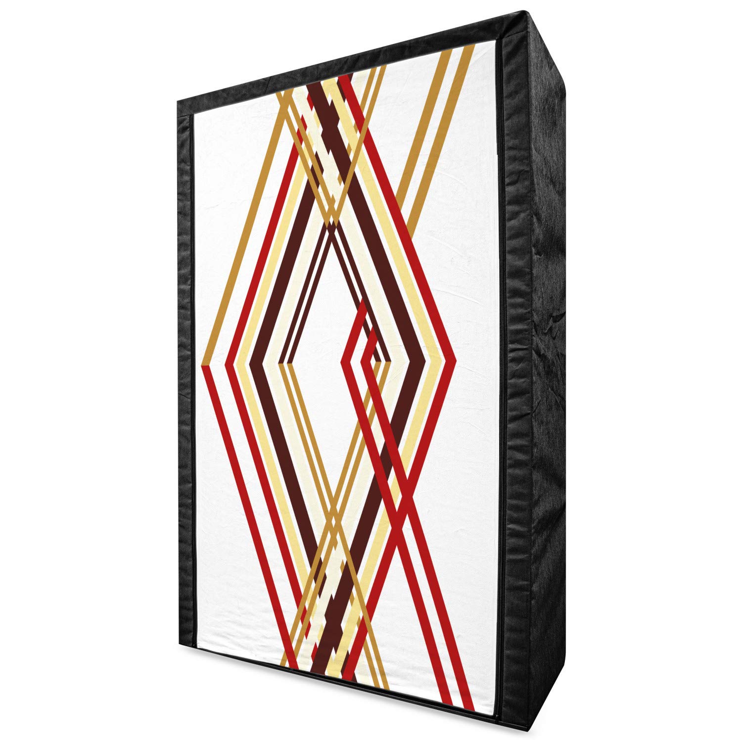 Ambesonne Modern Portable Fabric Wardrobe with Retro Diamond Border Design - 42.5