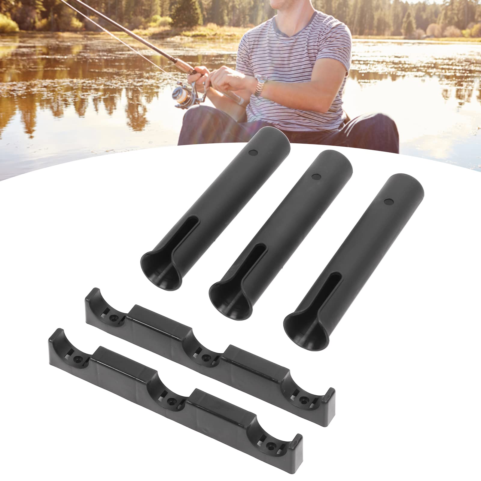 3-Tube Fishing Rod Holder for Kayak & Boat - Black Fishing Pole Storage Rack (10.6x12.4in) - Durable Kayak Fishing Accessories for Saltwater & Freshwater Anglers - Perfect for Kayak Fishing, Boat Storage & Shore Casting