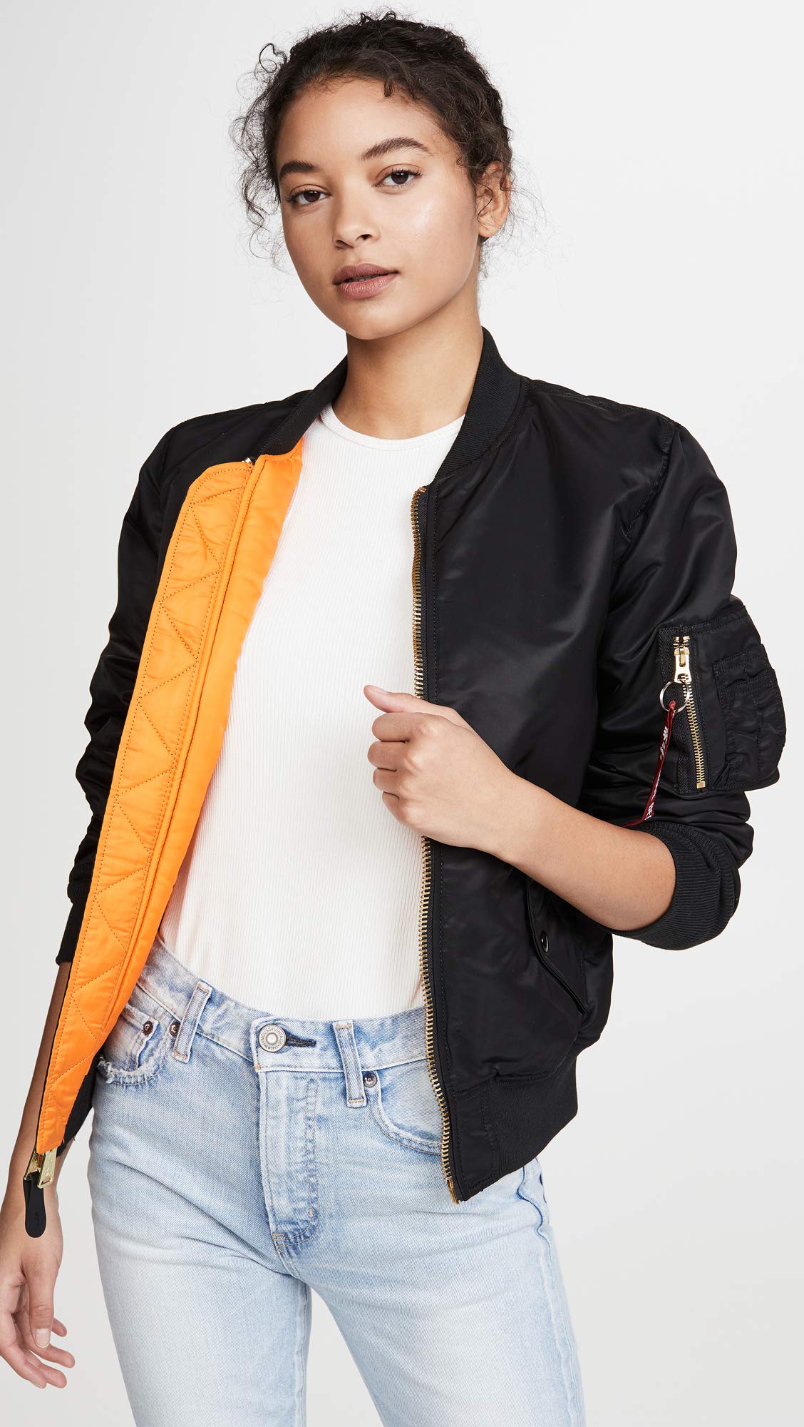 Alpha Industries Women's MA-1 Flight Jacket - Lightweight Bomber Jacket for Women, Water-Resistant & Stylish (Perfect for Casual Wear, Travel & Outdoor Adventures)