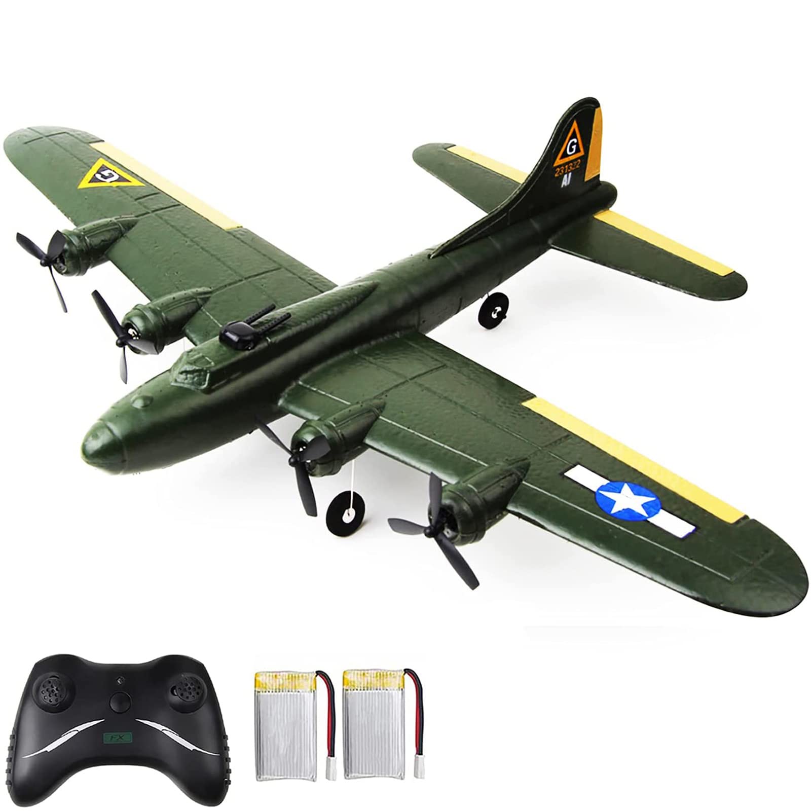 ZAVEIOP B-17 Simulation Military RC Fighter - 2.4GHz Electric Remote Control Airplane with Gyro, EPP Foam Model Aircraft for Beginners | Outdoor Flying Toy, Backyard Hobby & Birthday Gift for Kids Adults