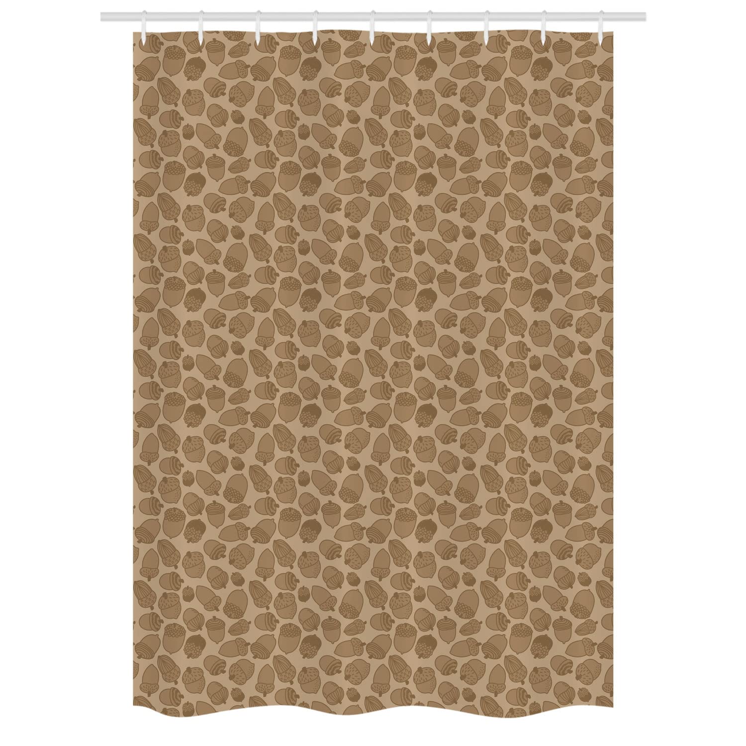 Ambesonne Acorn Shower Curtain - Botanical Oak Tree Print with Nature Motifs, Decorative Fabric Bathroom Set with Hooks, 54x78 Inches, Umber & Cocoa - Perfect for Rustic, Farmhouse or Nature-Themed Bathrooms