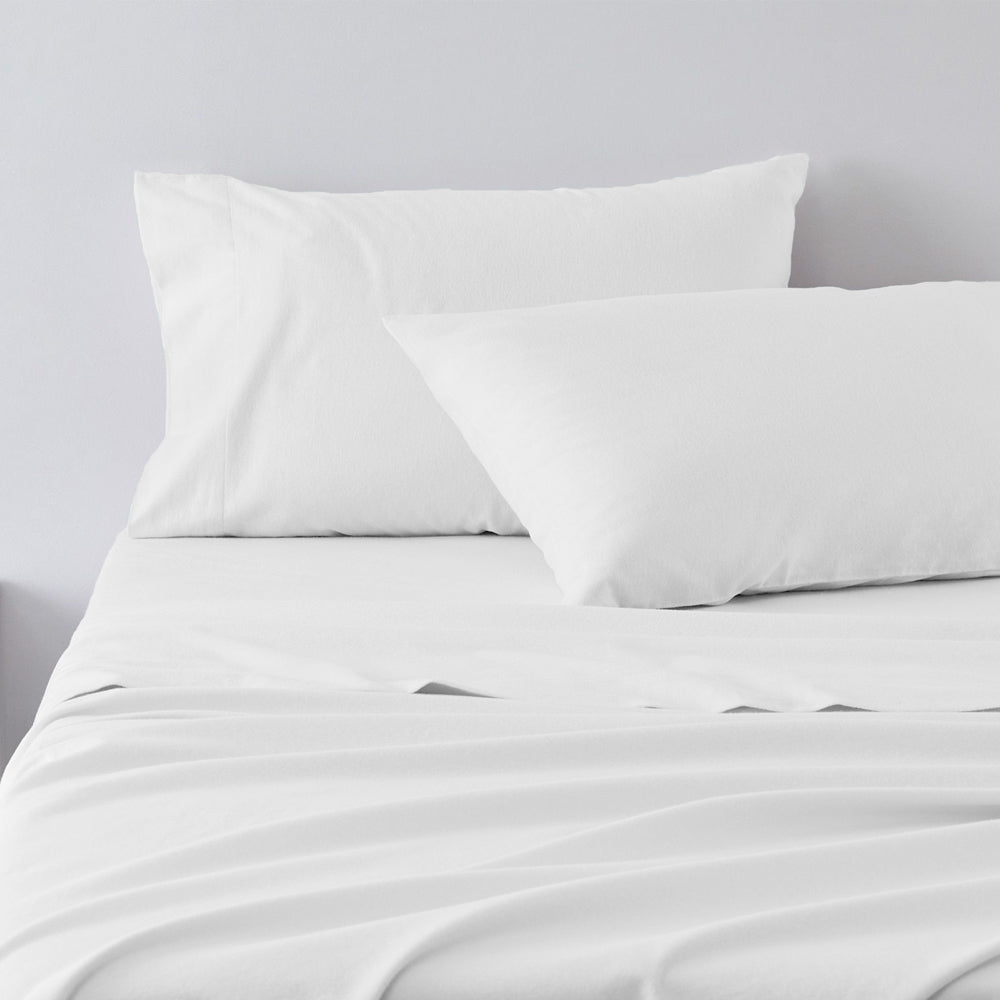 100% Cotton Flannelette Sheet Set - Soft & Breathable White Bedding for Single Bed | Cozy & Warm for Winter Nights, Perfect for Home, Dorm, or Guest Room