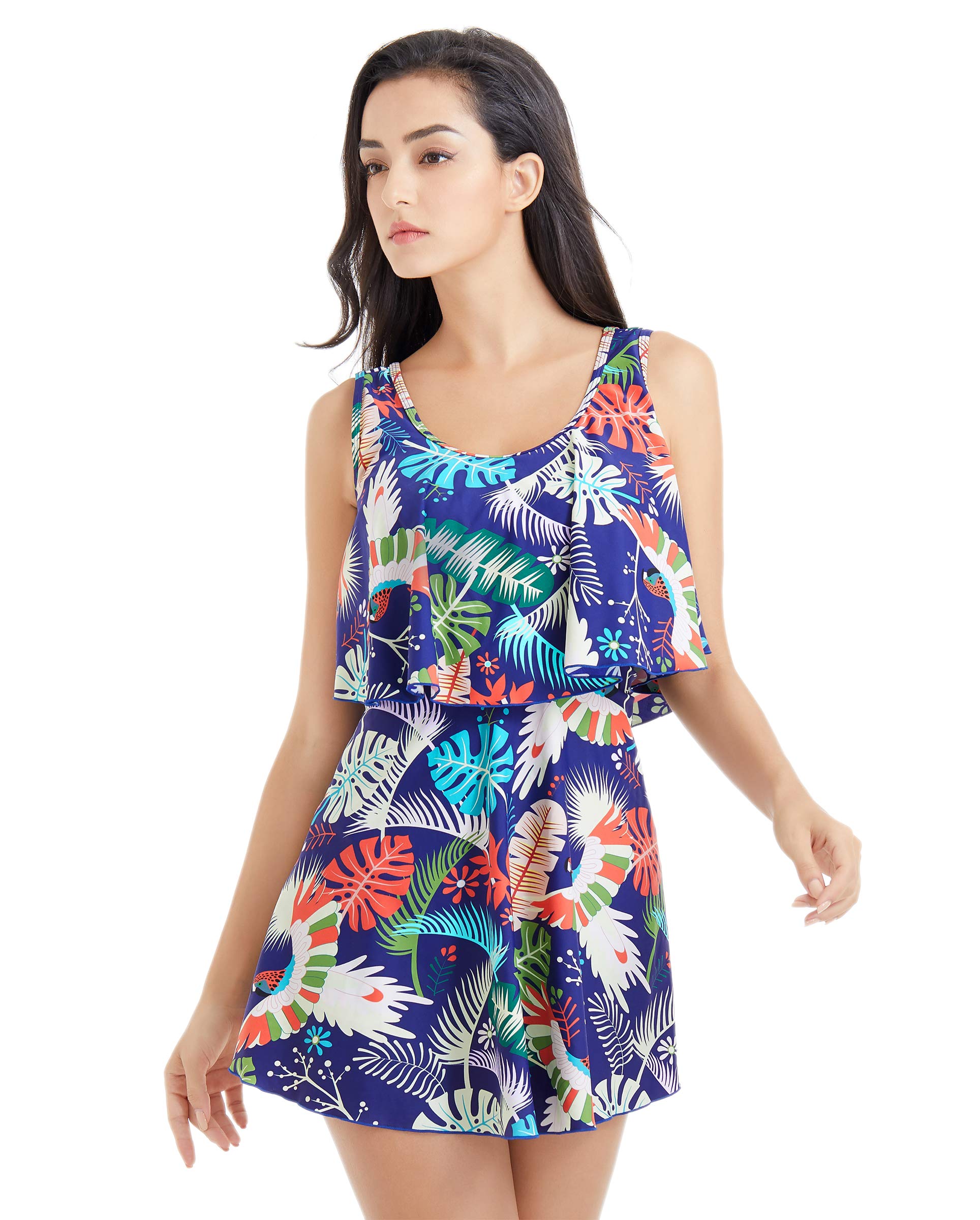 BIMEI Women's Two-Piece Mastectomy Swimsuit with Pockets & Shorts - Post-Surgery Bathing Suit for Beach, Pool & Water Activities