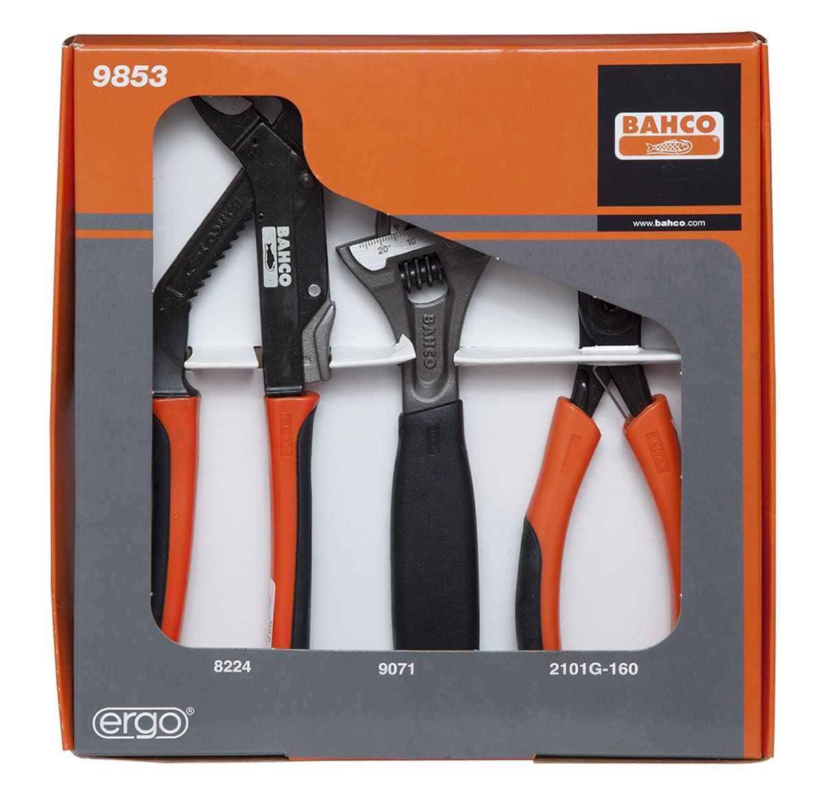 Bahco 9853 BH9853 3-Piece Professional Tool Set - Black & White - Perfect for Home Repairs, DIY Projects & Automotive Maintenance