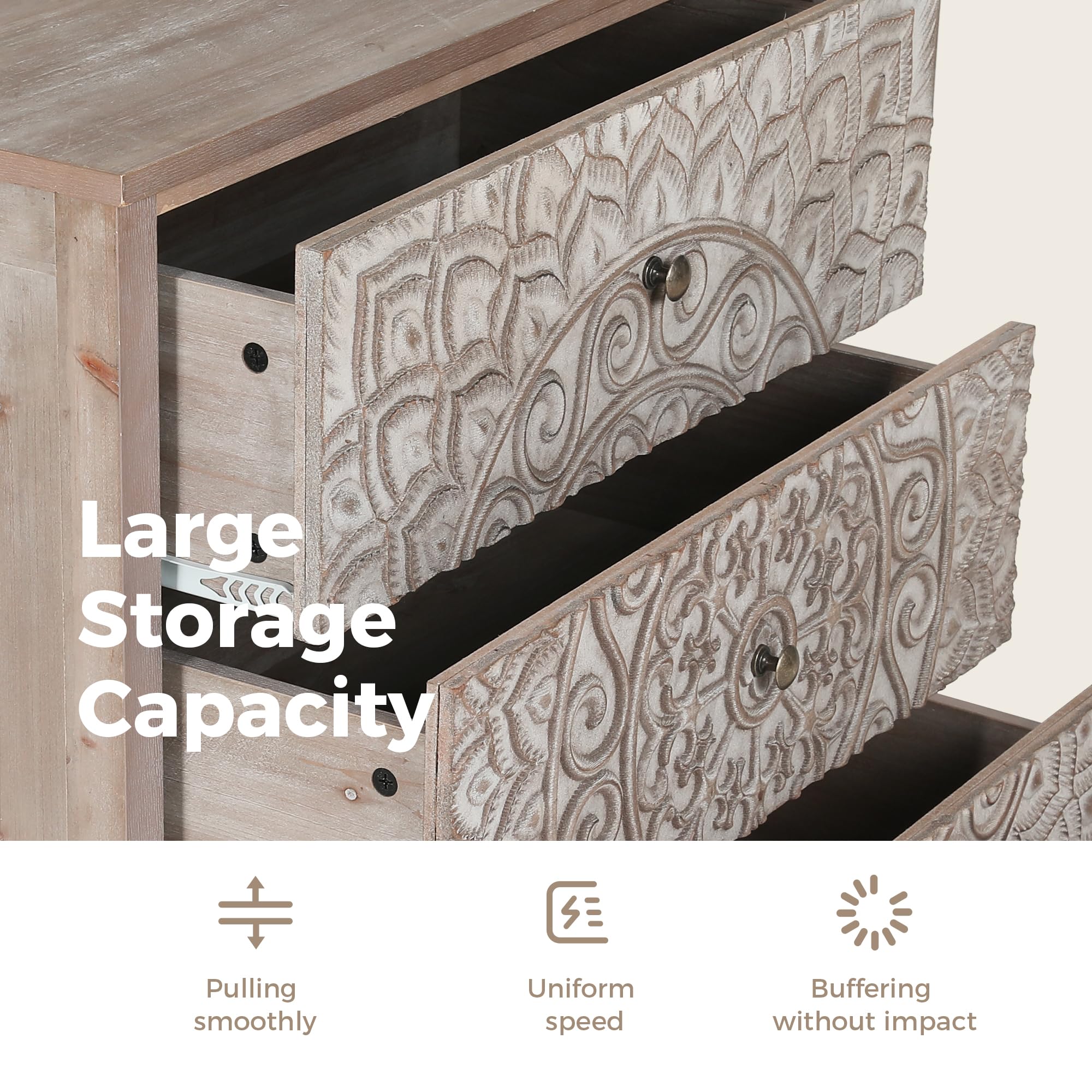 MAISON ARTS 3-Drawer Farmhouse Dresser - Solid Wood Bedroom Chest with Rustic Legs | Perfect for Living Room, Hallway, Entryway & Nightstand Storage | Organize Clothes, Linens & Home Decor