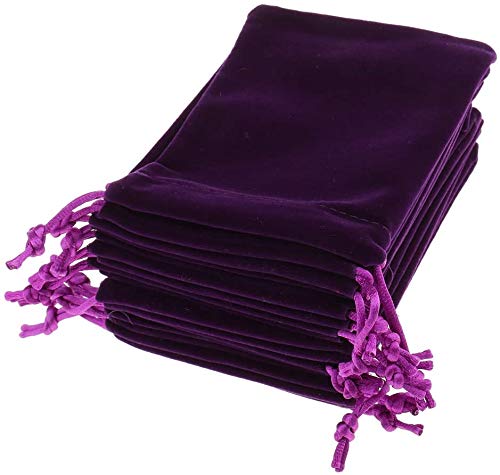10-Piece Purple Velvet Drawstring Gift Bags (10x12cm) - Elegant Wedding Favors, Party Favor Pouches, Christmas Gift Bags for Jewelry, Candies & Small Keepsakes - Breathable Storage Solution for Events & Travel