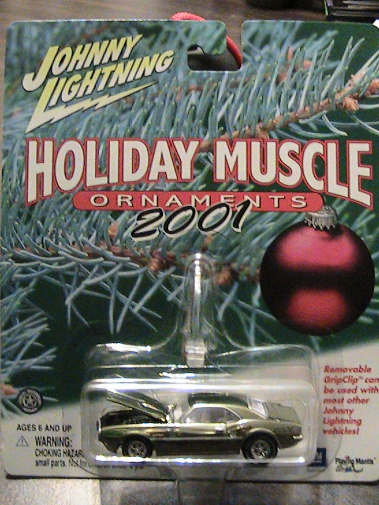 Johnny Lightning 2001 Holiday Muscle Ornaments - Silver Green 1968 Pontiac Firebird 400 H.O Diecast Car - Perfect for Christmas Tree Decorations & Collectors Display