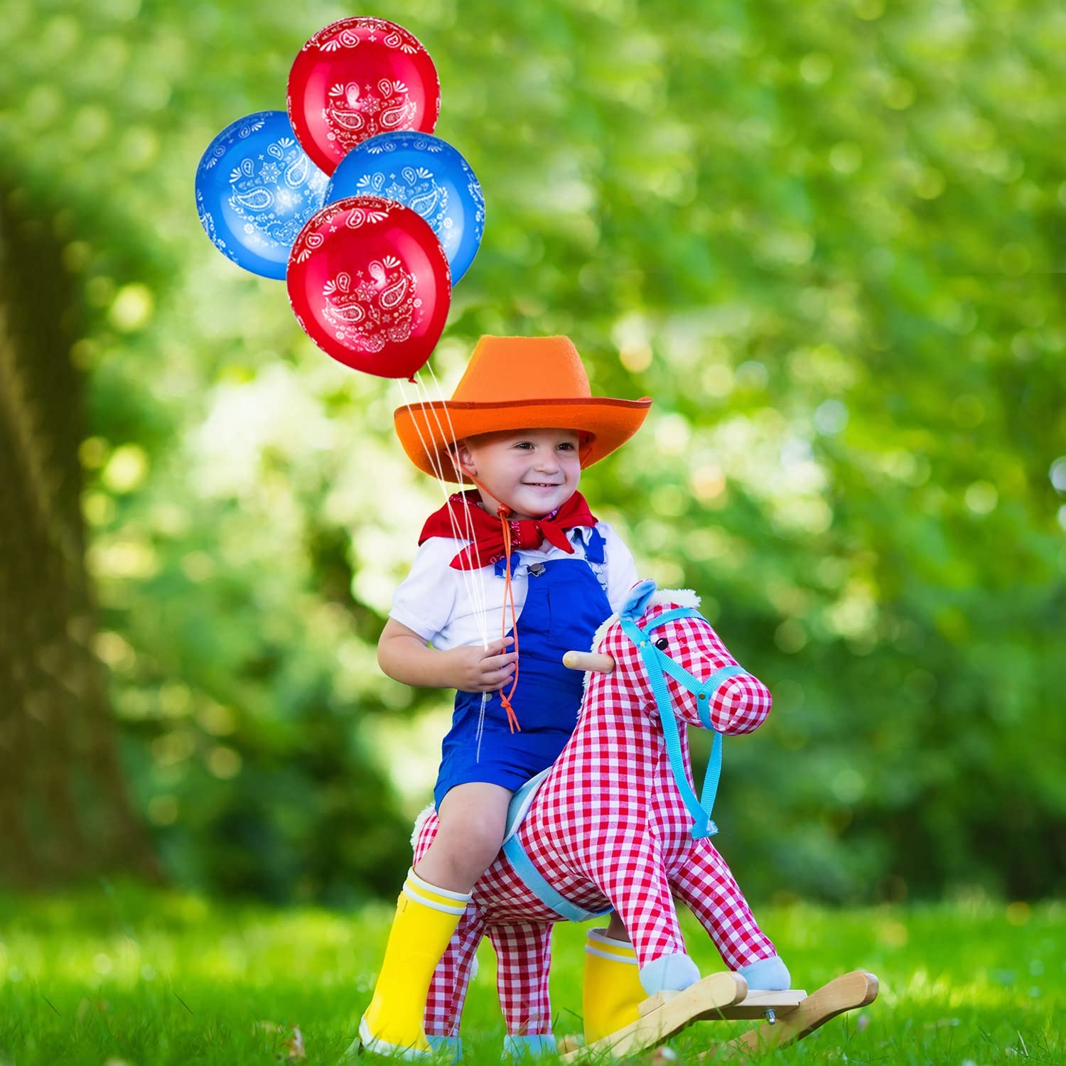 40-Pack Red & Blue Bandana Print Balloons - 12 Inch Large Latex Balloons for Western Cowboy Theme Parties, Birthday Decor, Wedding & Baby Shower Supplies - Perfect for Party Backdrops, Photo Booths & Ceiling Decorations
