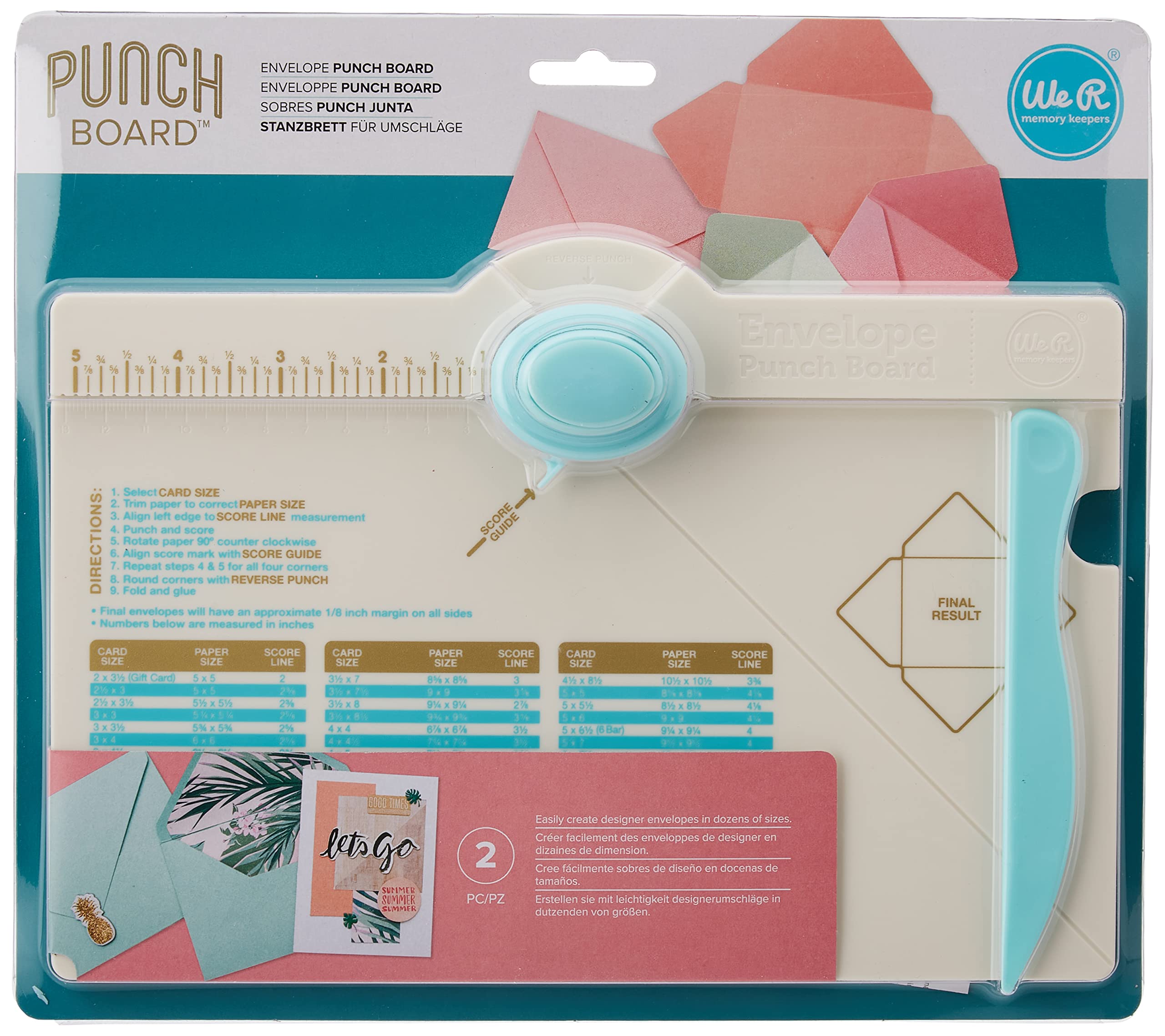 We R Memory Keepers Envelope Punch Board - DIY Envelope Maker Tool for Scrapbooking, Card Making & Invitations | Create Custom Envelopes in Various Sizes | Perfect for Crafters, Weddings & Stationery Projects