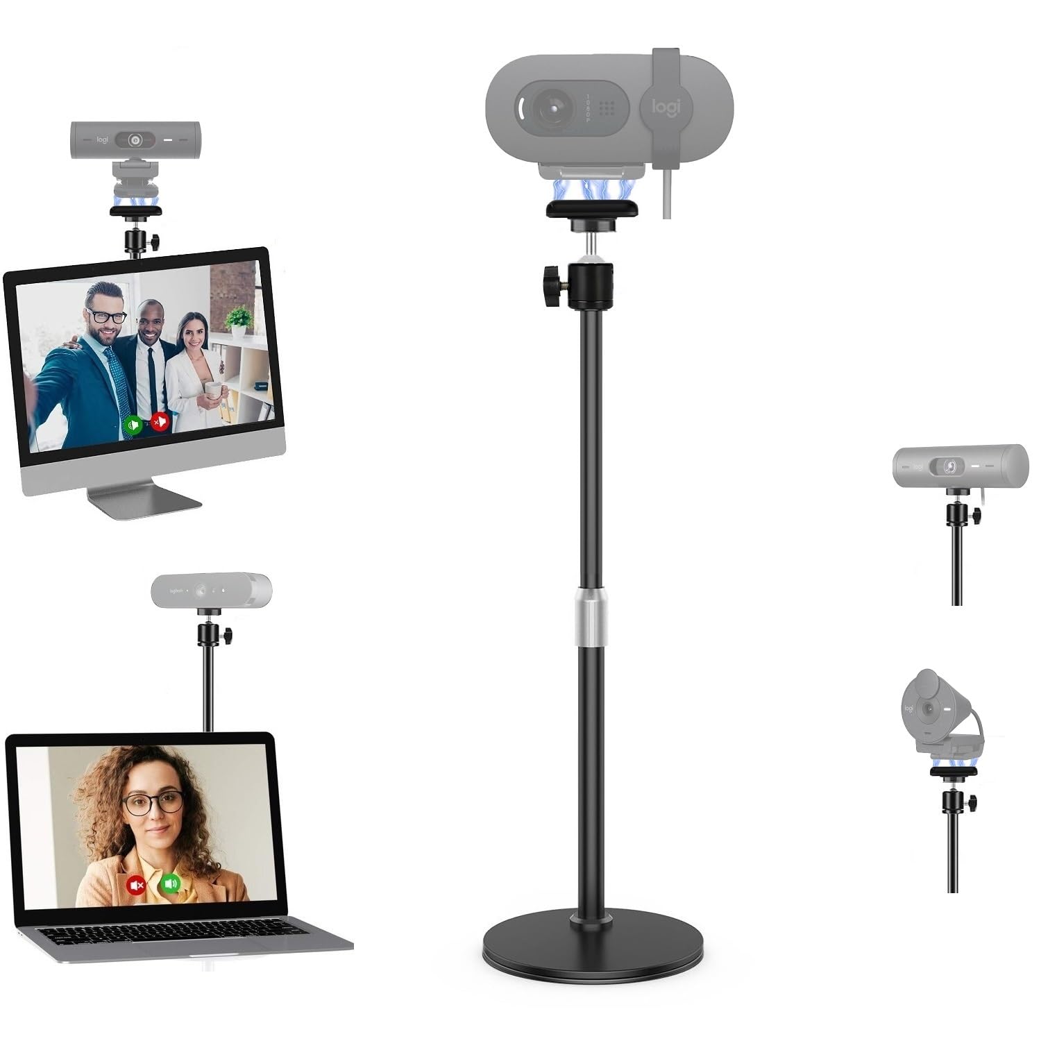 Magnetic Webcam Stand Holder - Adjustable Desktop Tripod Mount for Logitech Brio 101/301/501/4K (2022/2017), C270, C310 - Perfect for Video Conferencing, Live Streaming & Online Classes