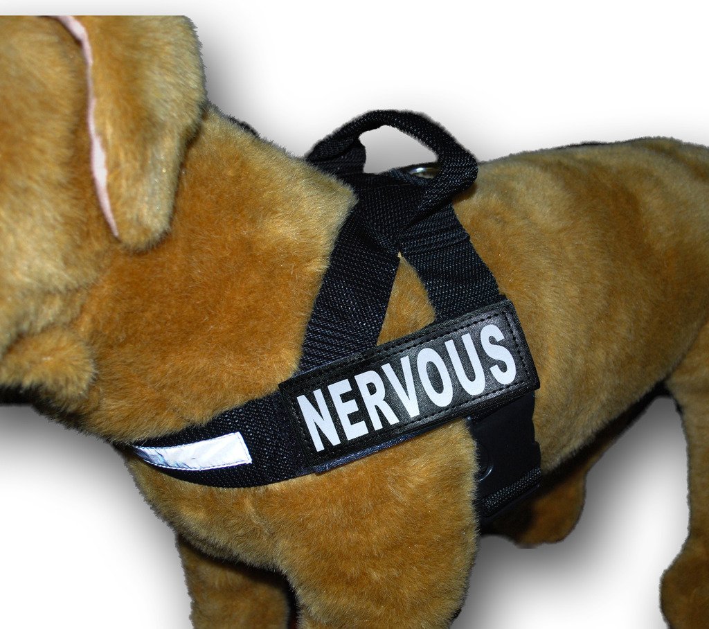 Nervous Service Dog Harness - No Pull Nylon Guide Assistance Vest with 2 Reflective Removable Patches | Perfect for Anxious Pets, Therapy Dogs & Emotional Support Animals | Measure Your Dog Before Ordering