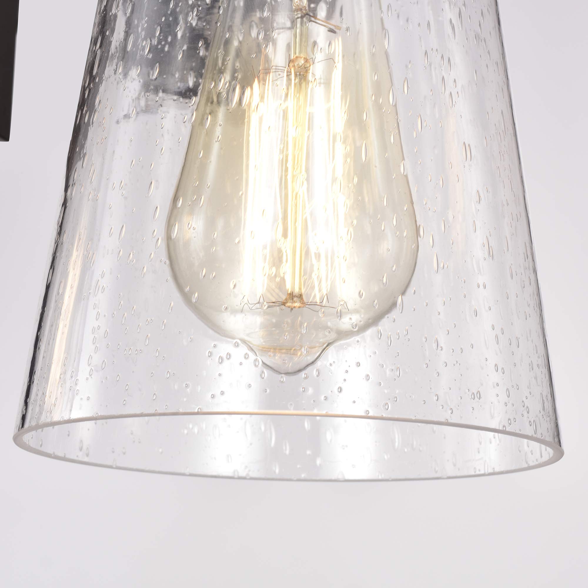 Industrial 3-Light Bathroom Vanity Light Fixture with Clear Seeded Glass Shade - Oil Rubbed Bronze Finish for Modern Farmhouse & Rustic Bathroom Decor