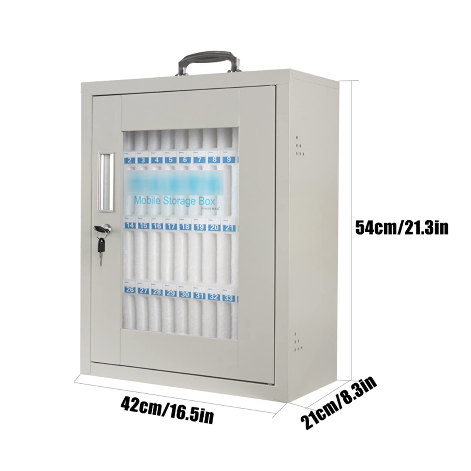48-Slot Stainless Steel Phone Locker with Combination Lock - Secure Mobile Device Storage Cabinet for Students & Office Staff (42x21x54cm) - Ideal for Classrooms, Offices, and Public Spaces