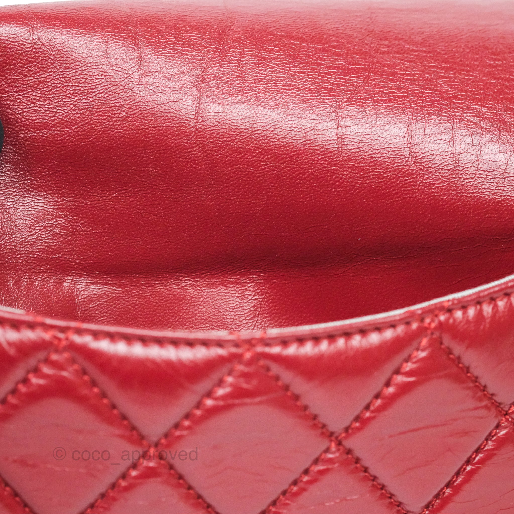 Chanel CC Flap Shoulder Bag in Dark Red Crumpled Leather with Silver Hardware - Luxury Crossbody Bag for Women, Perfect for Date Night & Evening Events