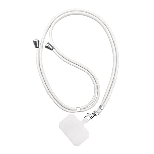 CoGear Universal Phone Lanyard Patch - Adjustable Crossbody Nylon Phone Strap with Secure Hook for iPhone Samsung Smartphones (White, 1 Pack) - Perfect for Travel, Work, Shopping & Hands-Free Convenience