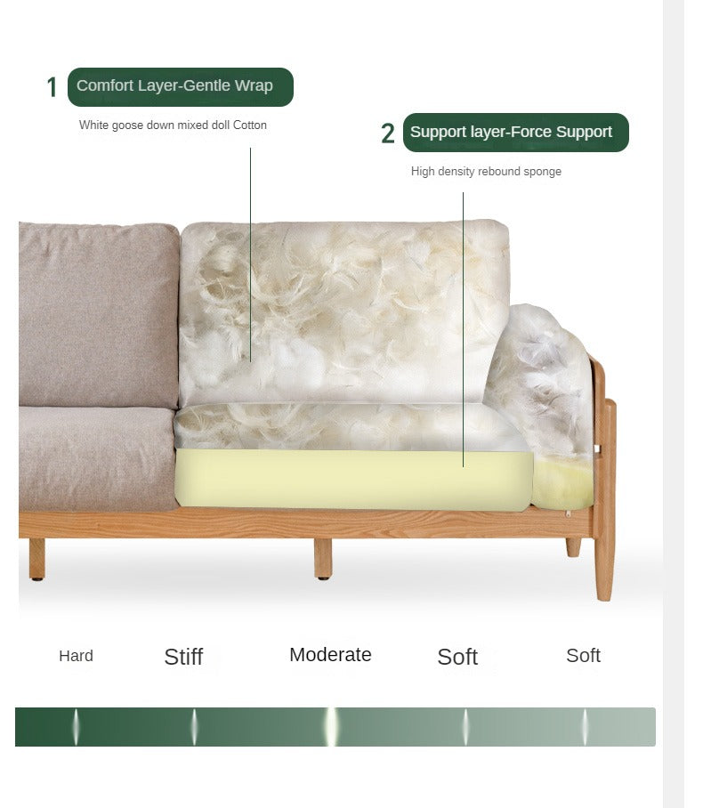 Solid Oak Wood Sofa - Modern High Back Design for Living Room, Lounge & Office - Durable & Stylish Furniture for Home Decor