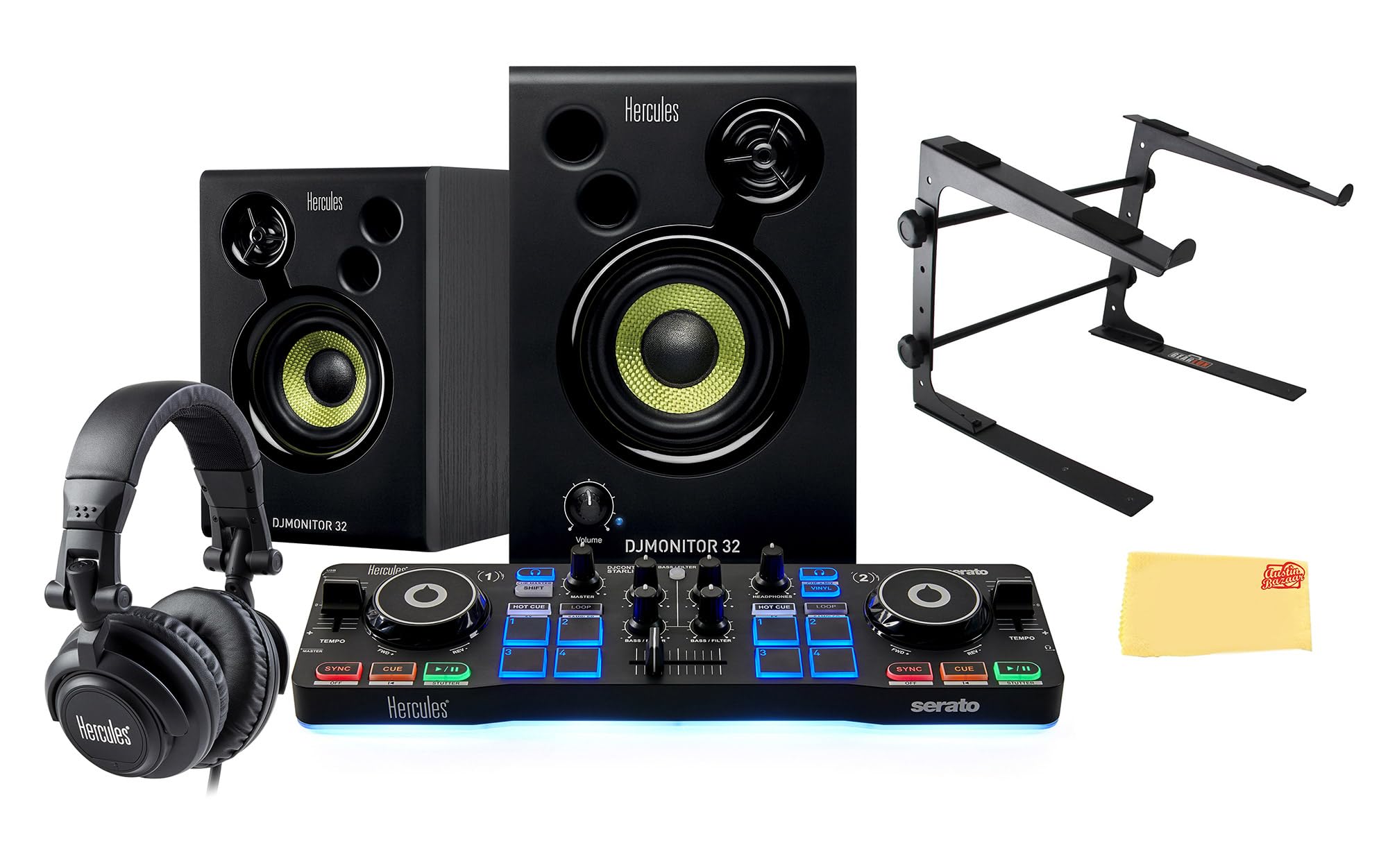 Hercules DJ Starter Kit - Complete DJ Setup with Starlight USB DJ Controller, 32