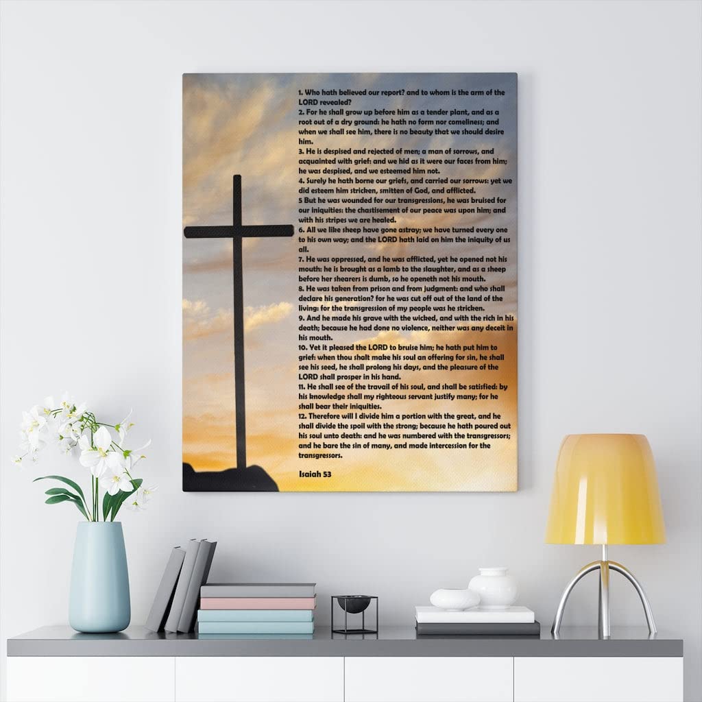 Isaiah 53 Bible Verse Canvas Wall Art - Christian Religious Home Decor for Living Room, Bedroom & Church - Inspirational Scripture Gift for Baptism, Wedding & Housewarming