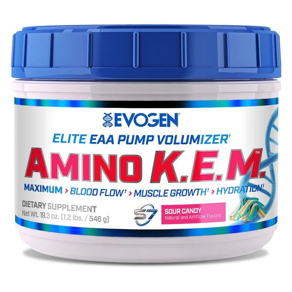 Evogen Amino K.E.M. EAA Supplement - Sour Candy Flavor 546g for Muscle Recovery & Performance - Perfect for Post-Workout & Athletic Training