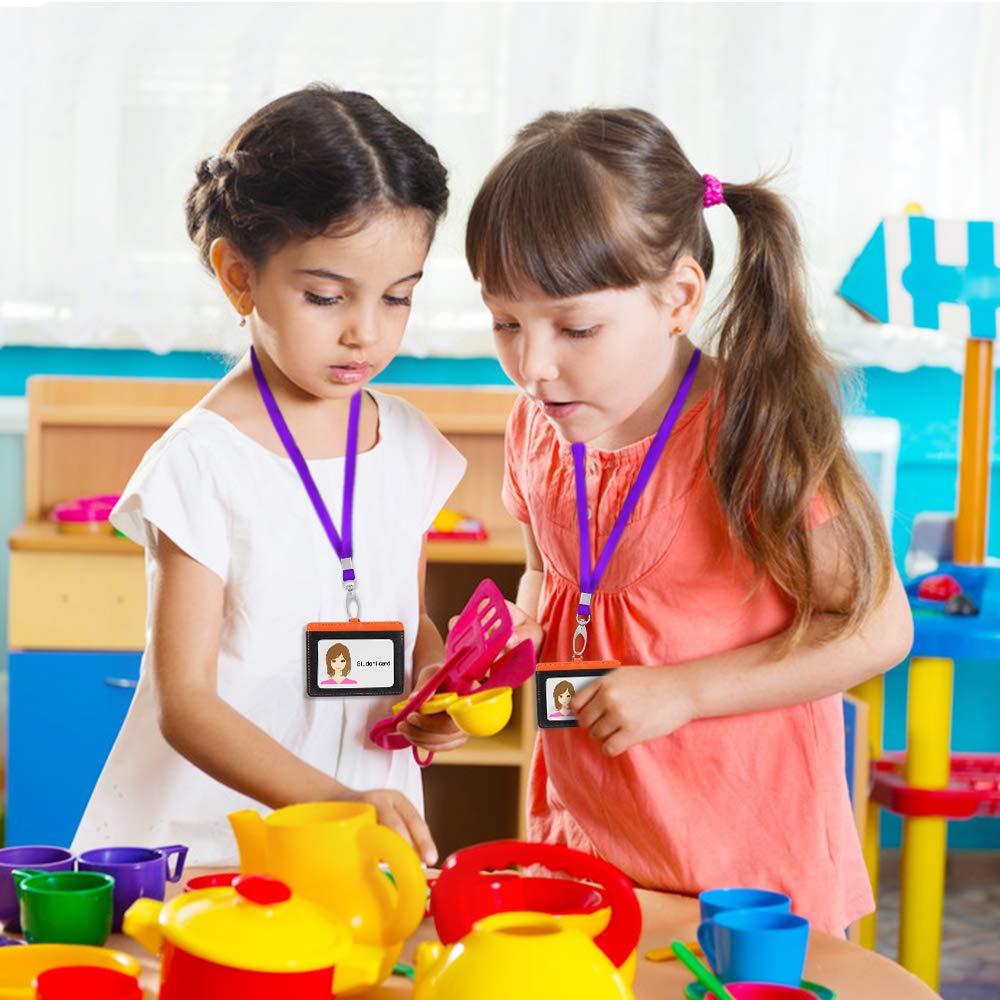 50 Pack Bulk Lanyards for ID Badges with Clips - Kids & Office Use