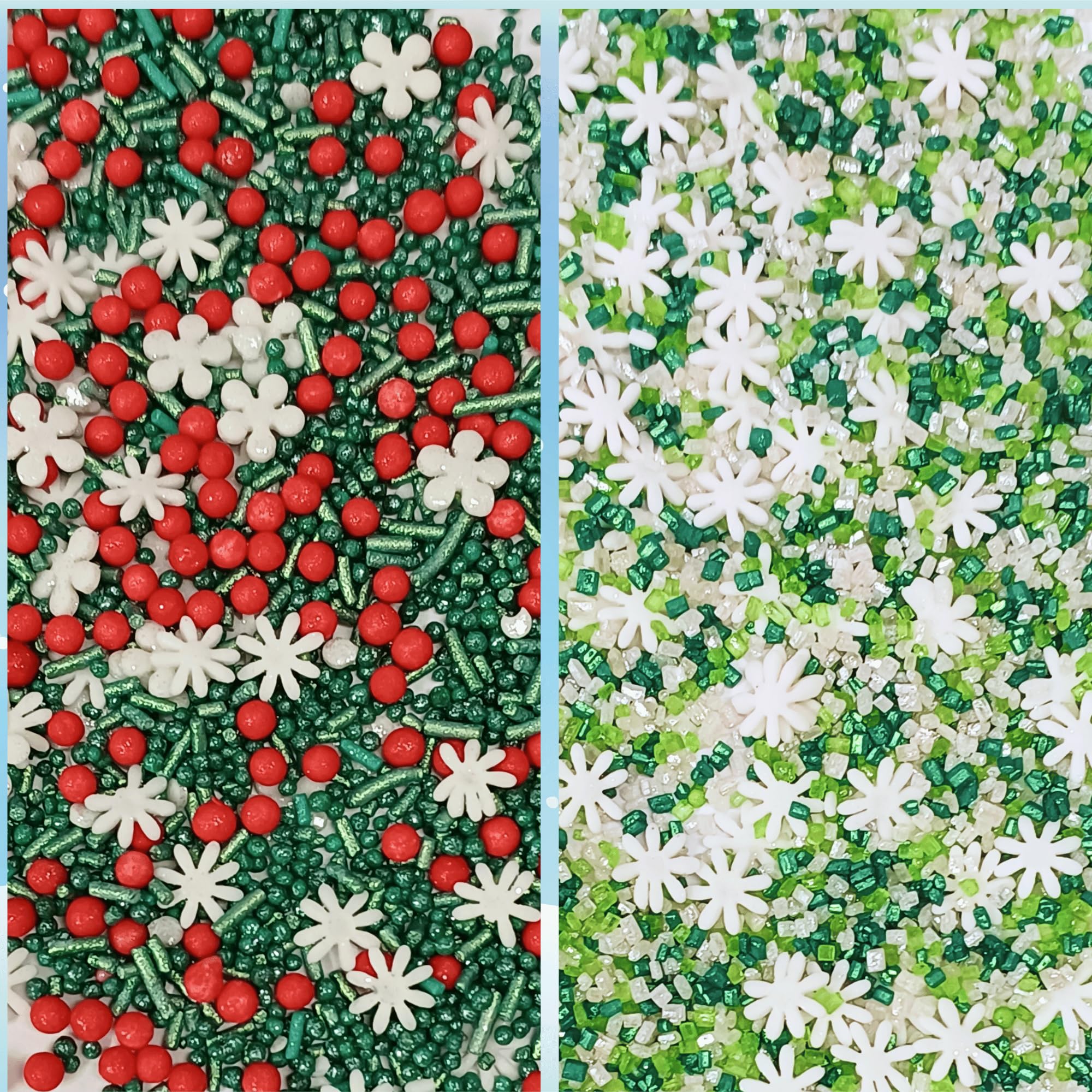 Christmas Sprinkles for Baking - Red Green White Snowflake Confetti Pearls & Sparkling Sugar Decorations | Holiday Cookies, Cupcakes, Cakes & Dessert Decorating