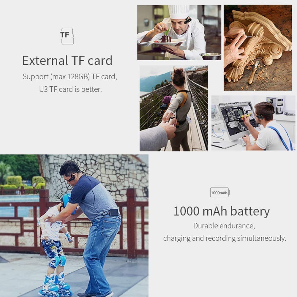 ORDRO EP6 4K Wearable Head Mounted Camera - FHD 1080P 60FPS WiFi Vlogging Camera with 32GB Card - Hands-Free Webcam for Action Sports, Travel Vlogging & Live Streaming