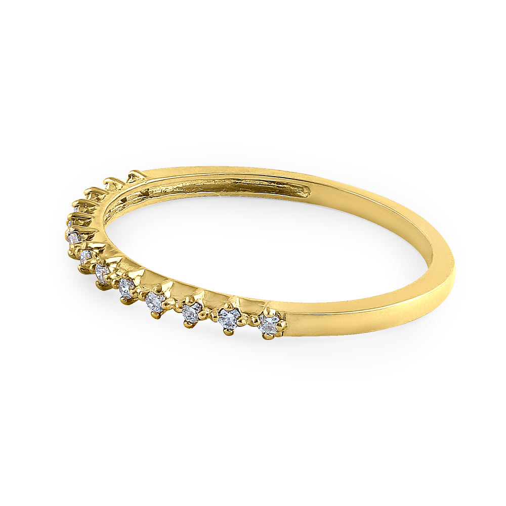 14K Yellow Gold Single Row 0.10 ct Diamond Ring for Women - Dainty Minimalist Wedding Band, Engagement Ring, Anniversary Gift - Perfect for Everyday Wear & Special Occasions