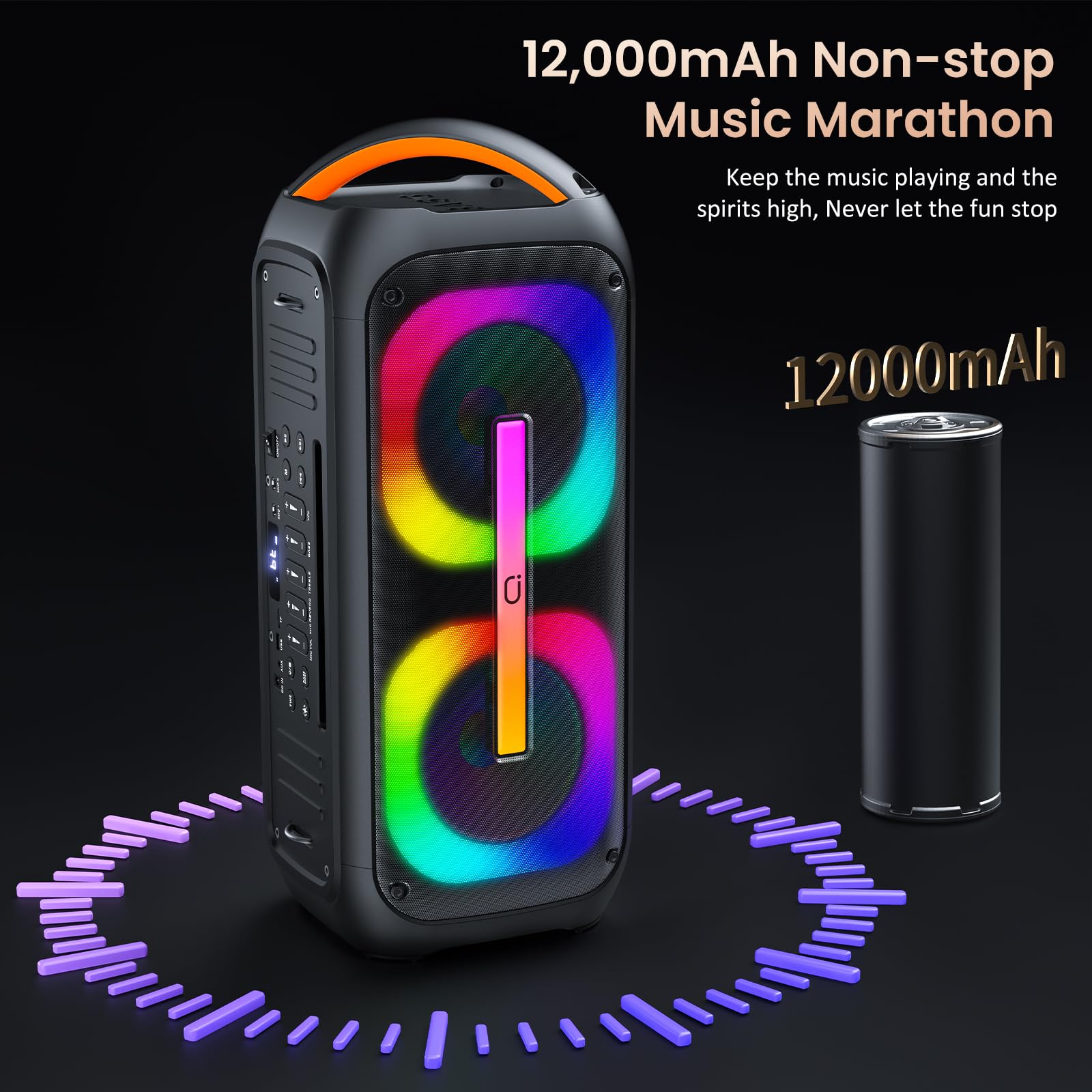 JYX Karaoke Machine with 2 Wireless Microphones - Portable Bluetooth Party Speaker with TWS Stereo, Deep Bass & Dual 60W Subwoofers (400W Peak) - Perfect for Home Karaoke, Outdoor Parties & Live Performances