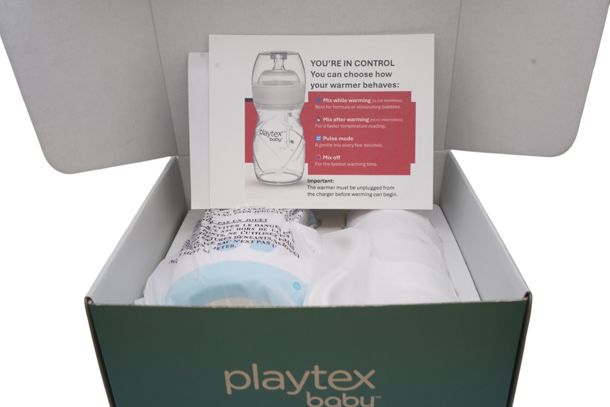 Playtex Vortex Rechargeable Baby Bottle Warmer - Fast & Even Heating with Built-In Mixing Swirl Technology for Breast Milk & Formula - Perfect for Night Feedings & On-the-Go Parents