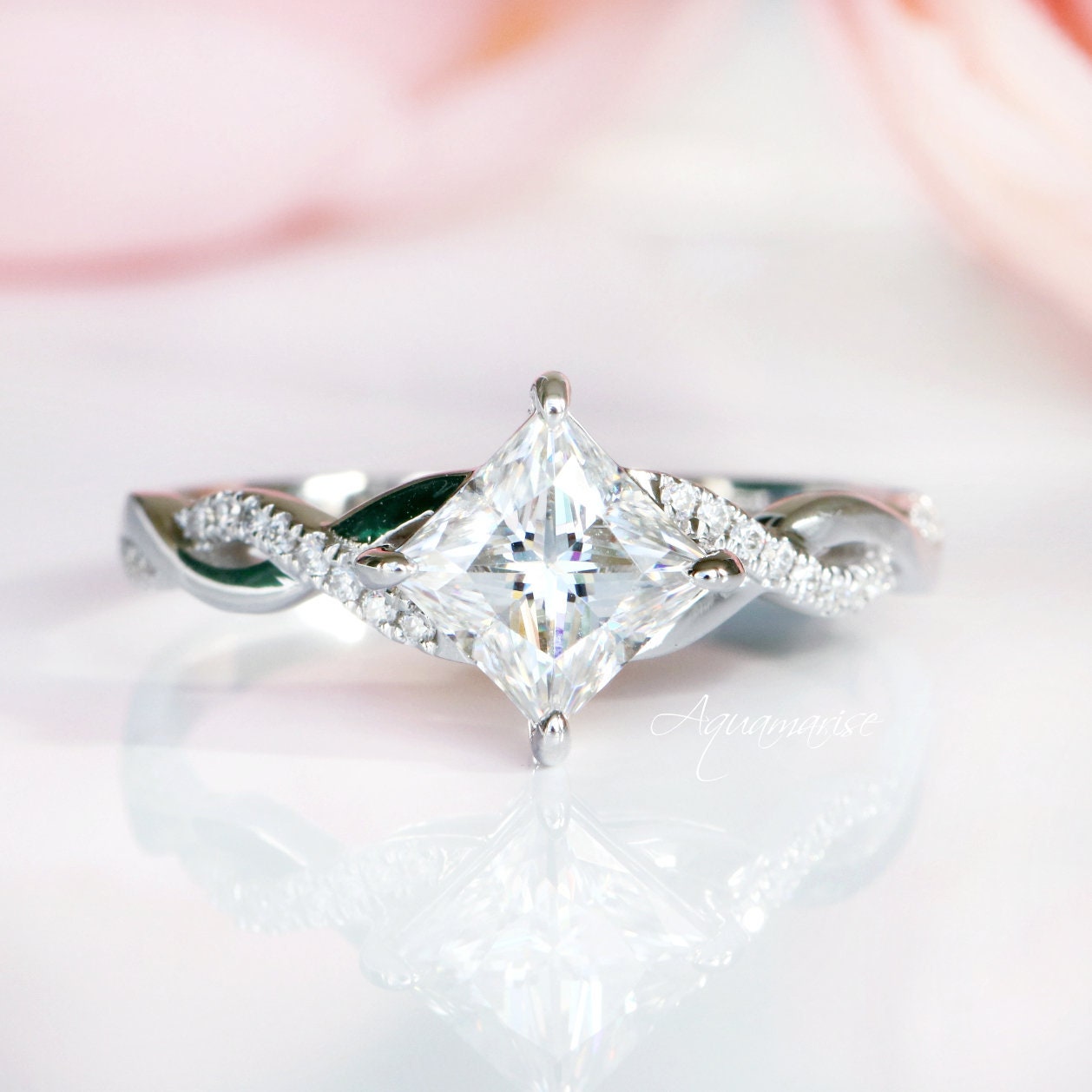 Sophia Moissanite Engagement Ring for Women - 10K/14K/18K White Gold Wedding Band, Promise Ring, Anniversary Gift - Perfect for Proposals, Bridal Jewelry & Special Occasions