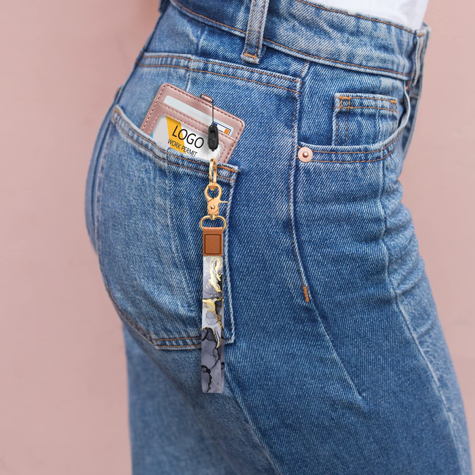 Stylish Wrist Lanyard Keychain for Women & Men - Secure Holder for Car Keys, ID Badges, Cards, Wallet & Phone - Perfect for Work, Travel & Outdoor Activities
