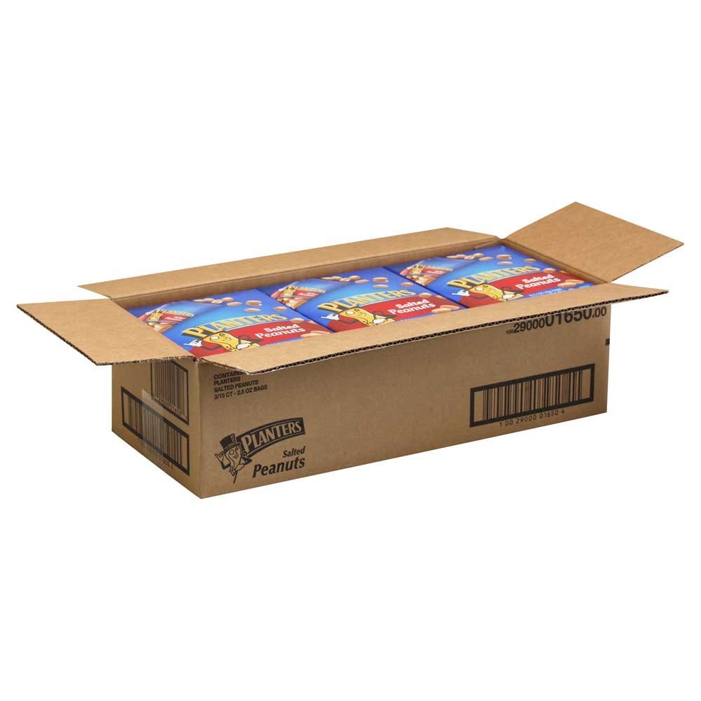Planters Salted Peanuts 2.5 oz (Pack of 12) - Crunchy Roasted Peanuts for Snacking, Trail Mix & Party Platters - Perfect for Office, Hiking & Game Day