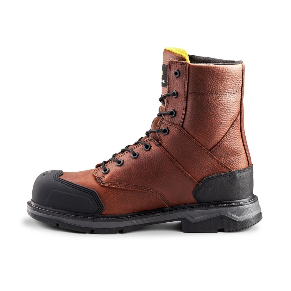 Terra Patton TR0A4NS5BRN Unisex Steel Toe Work Boots - CSA Certified Safety Shoes for Construction & Industrial Work - Durable Brown Leather Work Boots for Men & Women