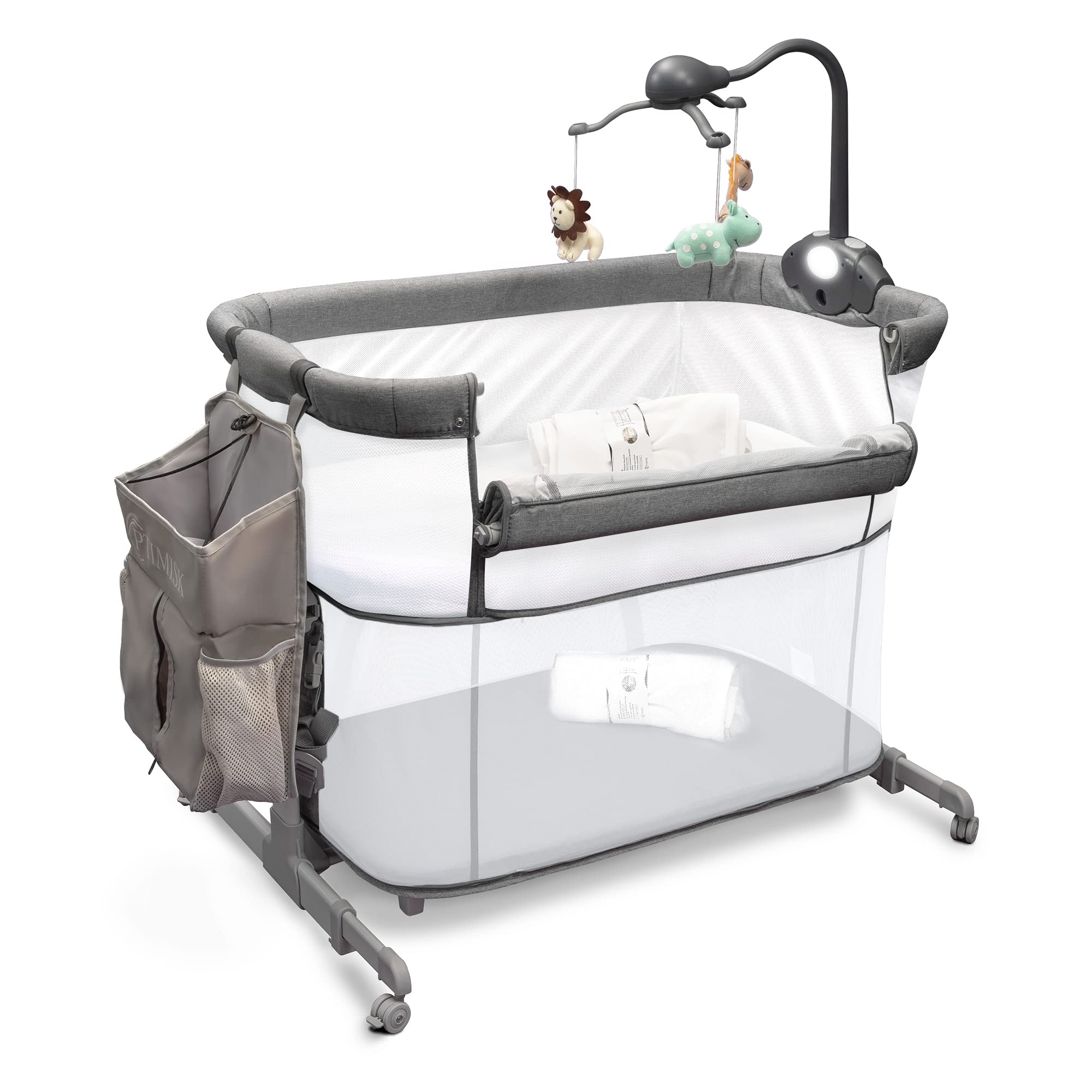 4-in-1 Portable Baby Bassinet Sleeper with 4 Mattress Sheets - Convertible Crib & Playpen for Newborns to 12 Months - Breathable All-Mesh Design for Safe Sleeping - Perfect for Nursery, Bedroom & Travel Use