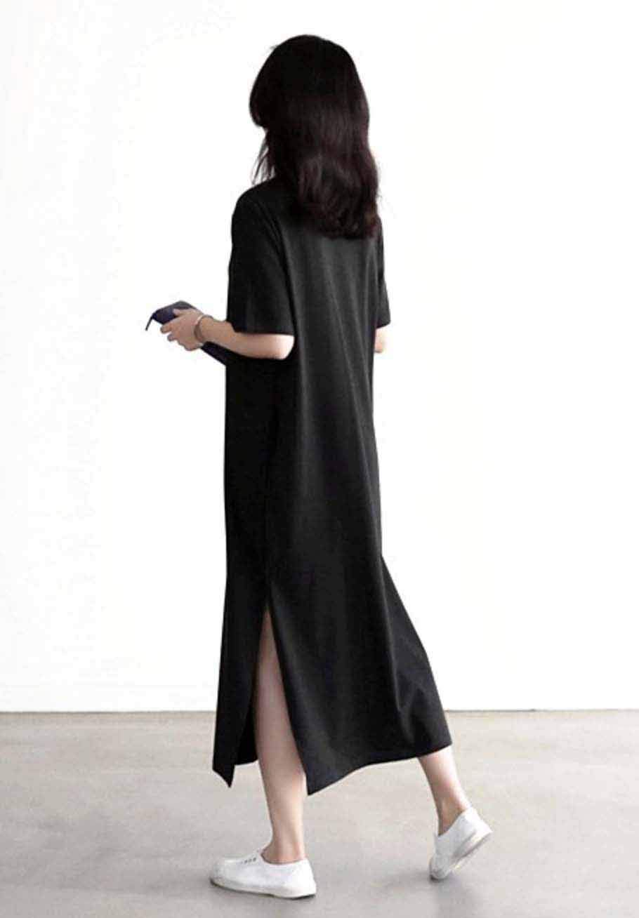 Elegant Black Maxi Dress for Women - Comfortable Long Slit Evening Gown | Perfect for Parties, Weddings & Special Occasions