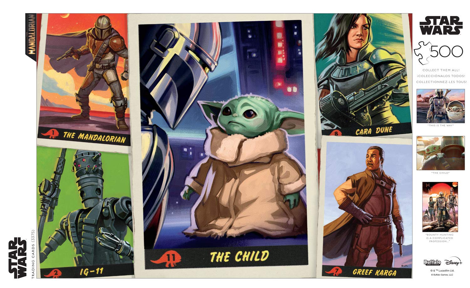 Star Wars The Mandalorian 500-Piece Jigsaw Puzzle - Buffalo Games Trading Card Collection - Perfect for Family Game Night & Star Wars Fans Gift