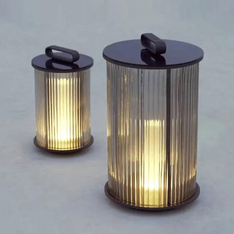 Modern Transparent Vertical Striped Outdoor Floor Lamp - Waterproof & Durable for Patio, Garden, Deck, and Poolside Lighting
