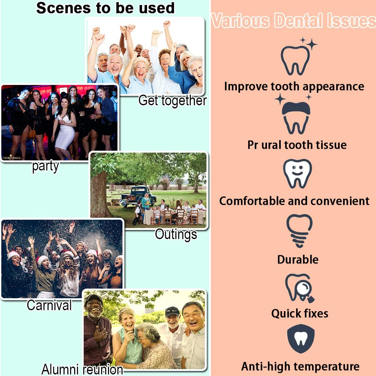 Temporary Tooth Repair Kit - Thermal Fitting Beads & Fake Teeth Replacement (80Pcs, Yellow + White) for Emergency Dental Care, DIY Teeth Whitening & Pain Relief - Perfect for Travel, Camping & Home Use