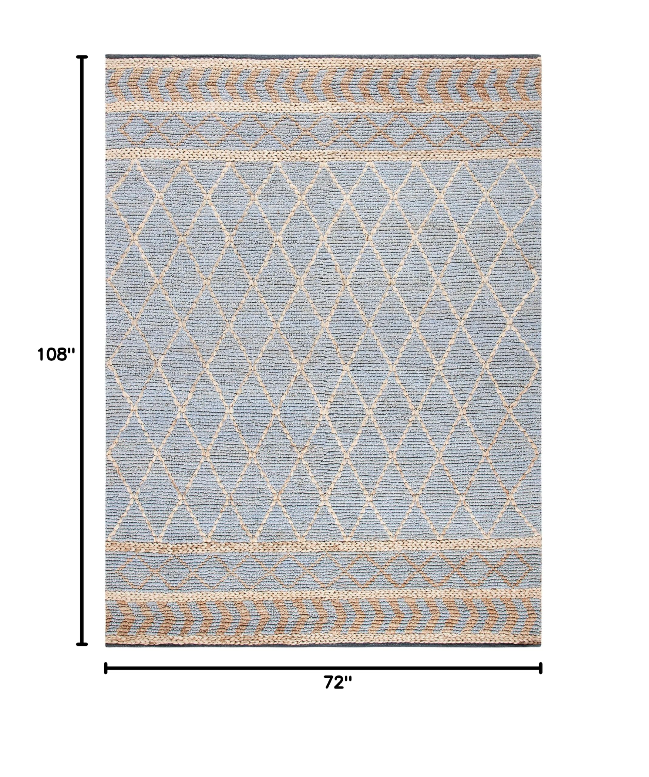 SAFAVIEH Natural Fiber Collection Handmade Boho Moroccan Trellis Jute Area Rug - 6' x 9', Natural & Blue, Non-Slip & Durable for High Traffic Areas - Perfect for Living Room, Bedroom, Dining Room & Home Office Decor (NF955N)