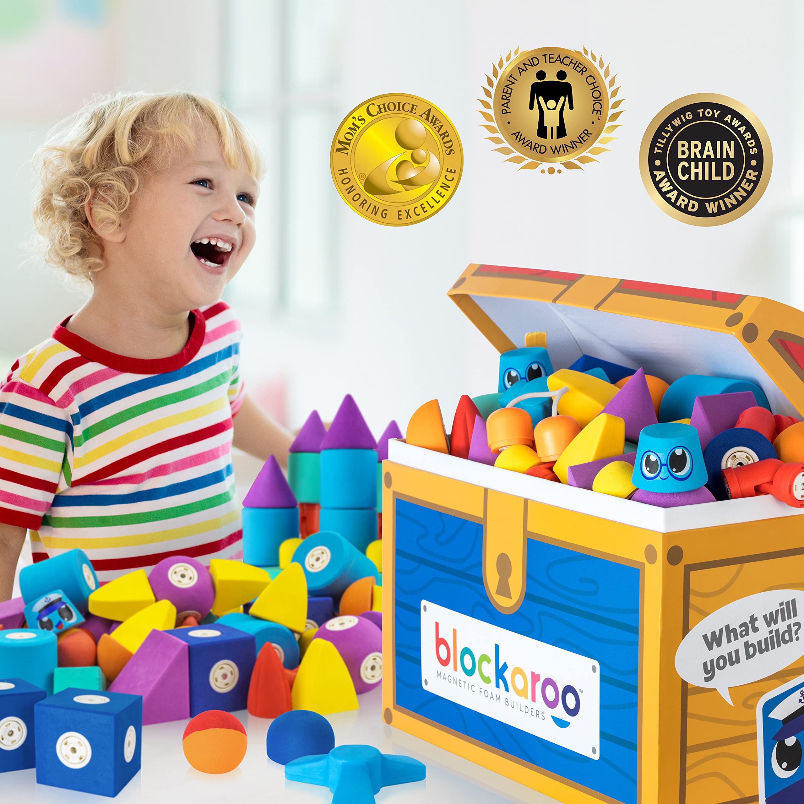 **100-Piece Magnetic Foam Blocks Set – STEM Educational Building Toys for Kids Ages 3-6, Toddler Bath & Playtime Learning Toys for Boys & Girls – Includes Toy Storage Chest – Perfect for Classroom, Home & Bathtub Fun**
