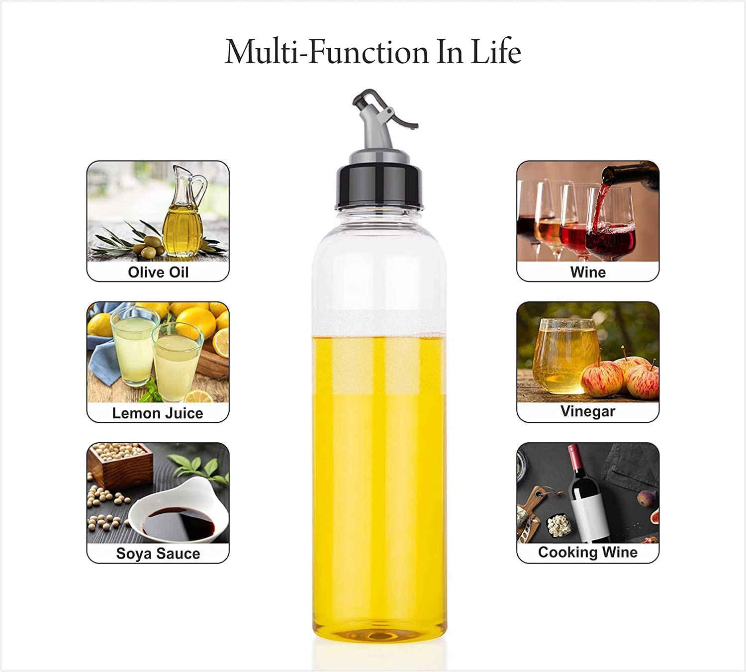 DIHOK 1L Leak-Proof Plastic Oil Dispenser with Spout - 2 Pack Kitchen Oil Pourer for Soy Sauce, Vinegar & Cooking Oil | Perfect for Salad Dressing, Baking & Frying