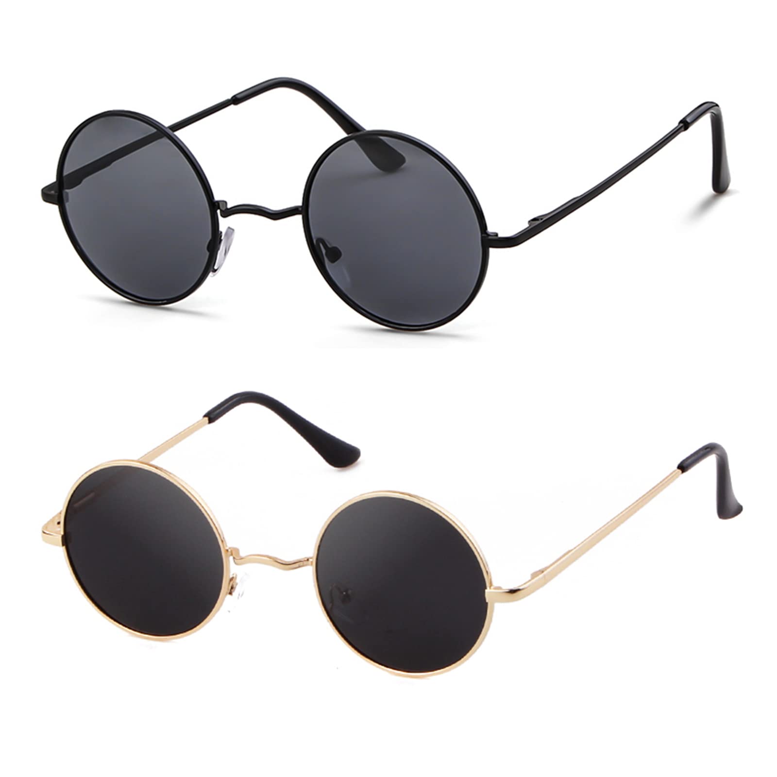 VIA LEICA Vintage Polarized Round Metal Sunglasses for Men & Women - Classic Circle Hippie Style UV Protection Sunglasses for Outdoor Activities, Beach, Driving & Fashion Accessories