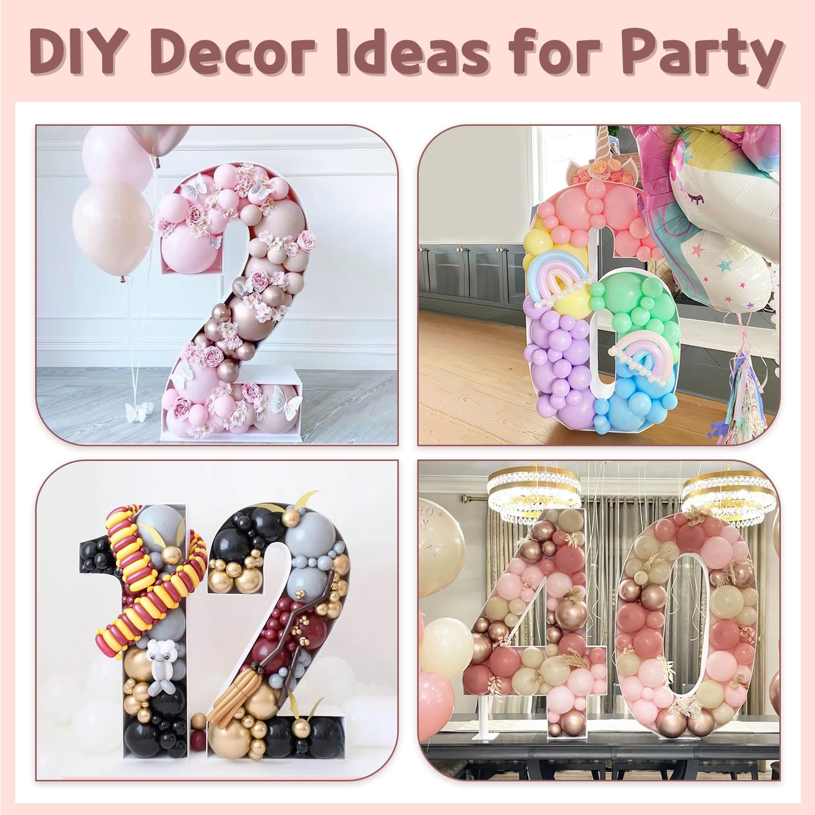 Imprsv 3FT Mosaic Numbers for Balloons - Marquee Number Frame for Birthday & Anniversary Decor (5,15,25,50) - Perfect for 50th Wedding Anniversaries, Milestone Birthdays & Party Backdrops