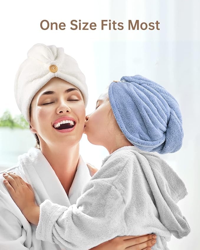 Soheta Quick Drying Microfiber Hair Towel Wrap for Women - Super Absorbent Hair Turban with Elastic Loop for Secure Tying (Pack of 1) - Perfect for Post-Shower, Swimming, Salon Styling & Travel