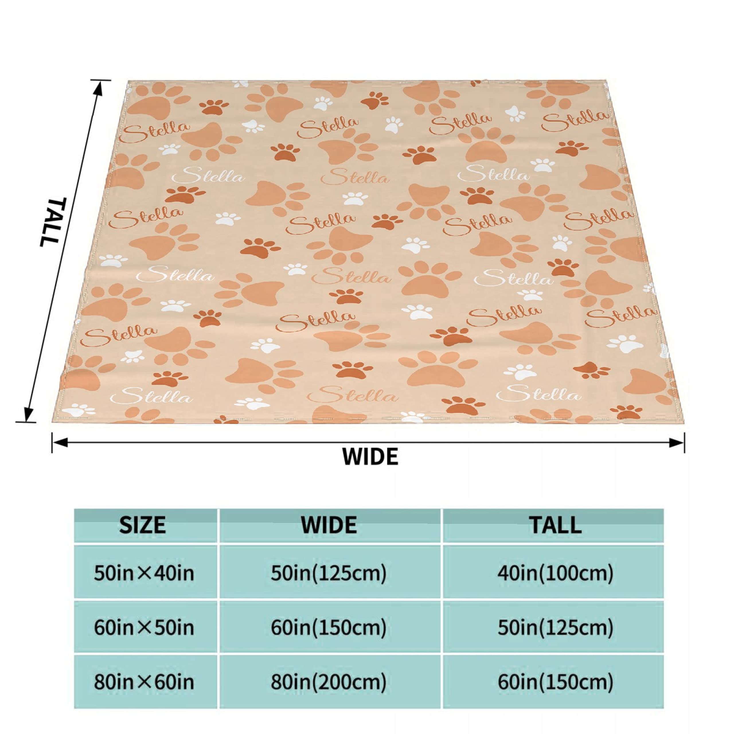 **Custom Personalized Dog Blanket with Name - Soft Cozy Fleece Pet Blanket for Puppy, Dog Lovers, Mom & Dad - Cute Dog Paws & Bones Design - Perfect Gift for Bed, Sofa, Couch & Travel - Family & Pet Comfort**