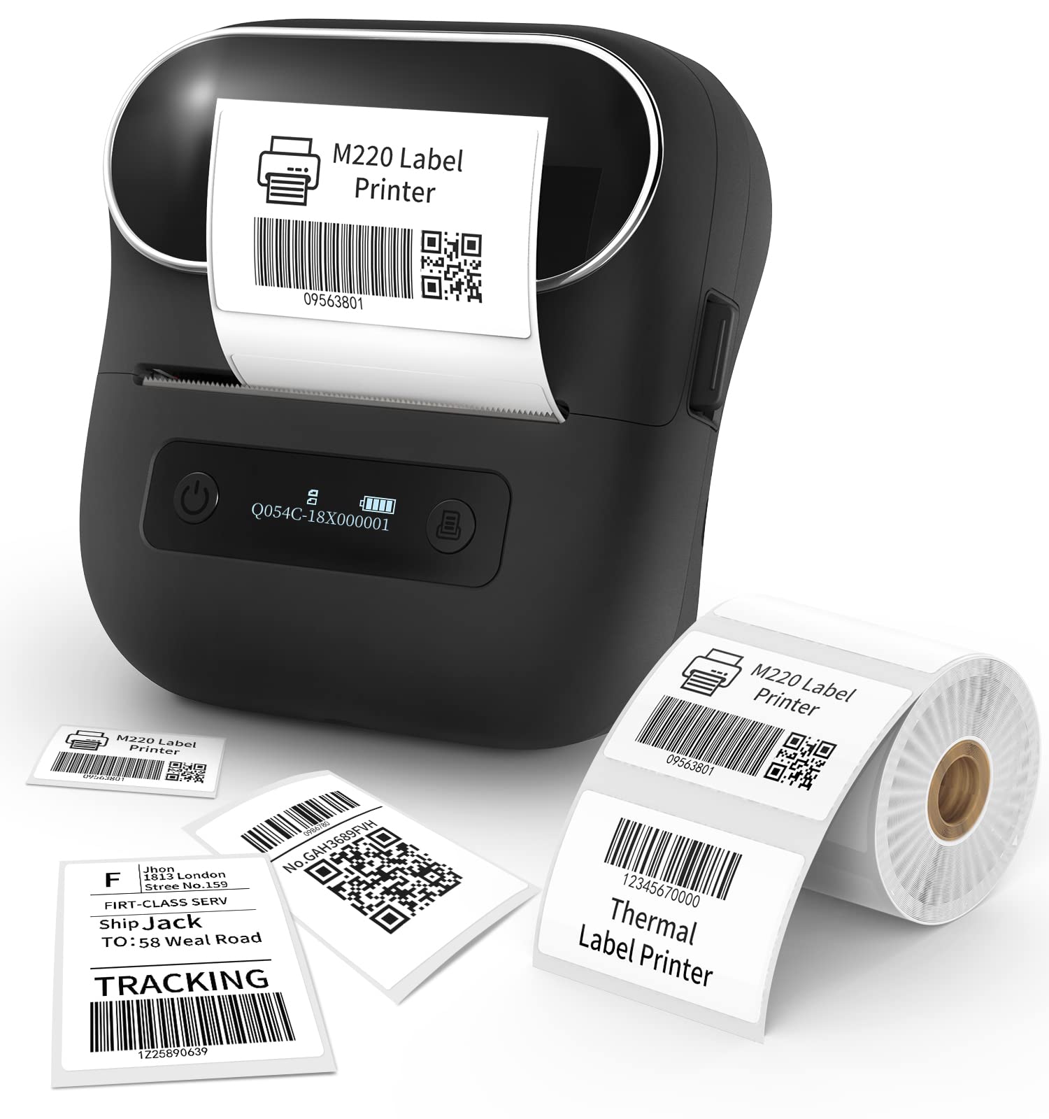 Phomemo M220 Bluetooth Thermal Label Printer - 3 Inch Portable Barcode Sticker Maker for Address, Mailing & Small Business | Compatible with Phone & PC | Perfect for Shipping Labels, Inventory Management & Home Organization