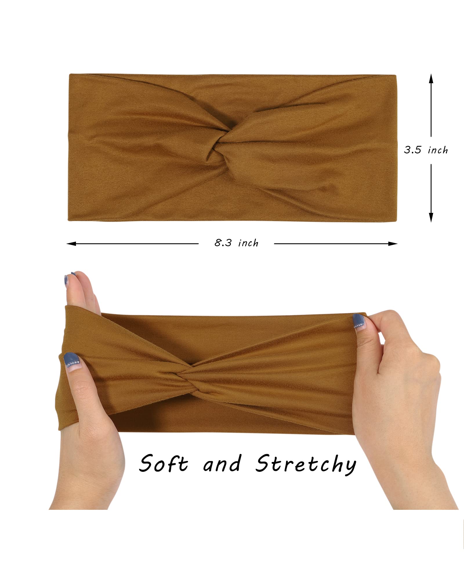Jollybows 16 PCS Women's Elastic Headbands - Non-Slip Yoga & Running Hair Bands, Soft Hair Wraps for Girls & Women in Earth Tones - Perfect for Workouts, Sports & Daily Styling